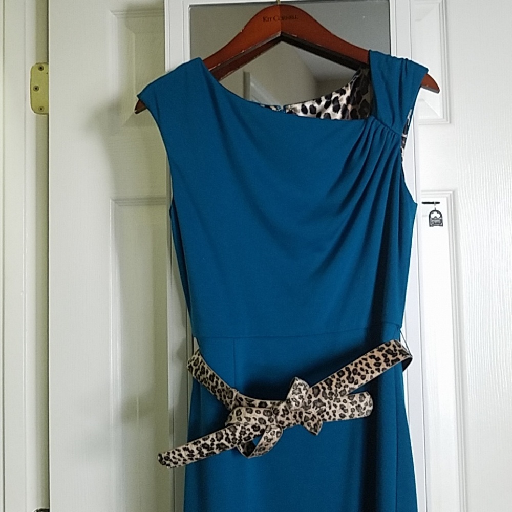 Muse size 10 turquoise dress asymmetric neck